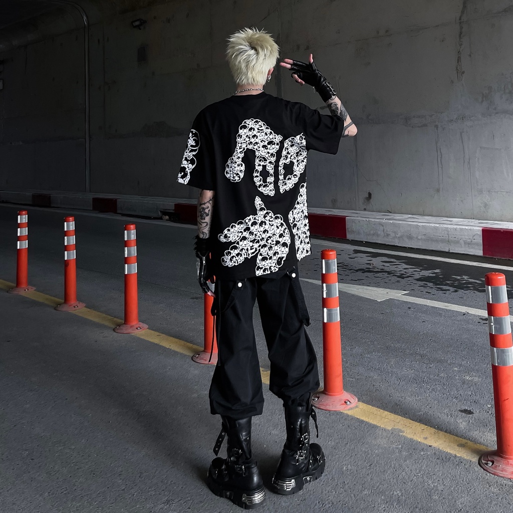 Áo thun tay lỡ local brand Clownz Skeletal Logo phông cổ tròn form rộng cotton unisex nam nữ