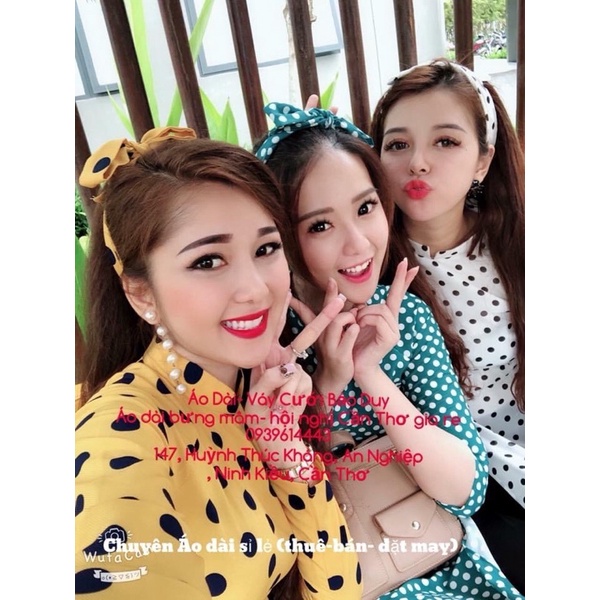Áo dài chấm bi- cô ba sài gòn ảnh thật của khách