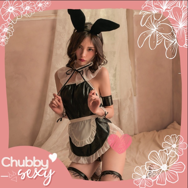 Cosplay Thỏ Rabbit - Đồ Lót Nữ Sexy - Siêu Phẩm Cosplay Hầu Gái Thỏ Rabbit Đen Trắng Cực Sexy - CPL15 - Chubby.Sexy