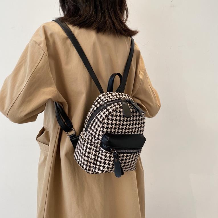 🎁(quà tặng 0d) Balo mini thời trang nữ đẹp phối vải họa tiết hot trend 💚 tkutrangg bag store 💚