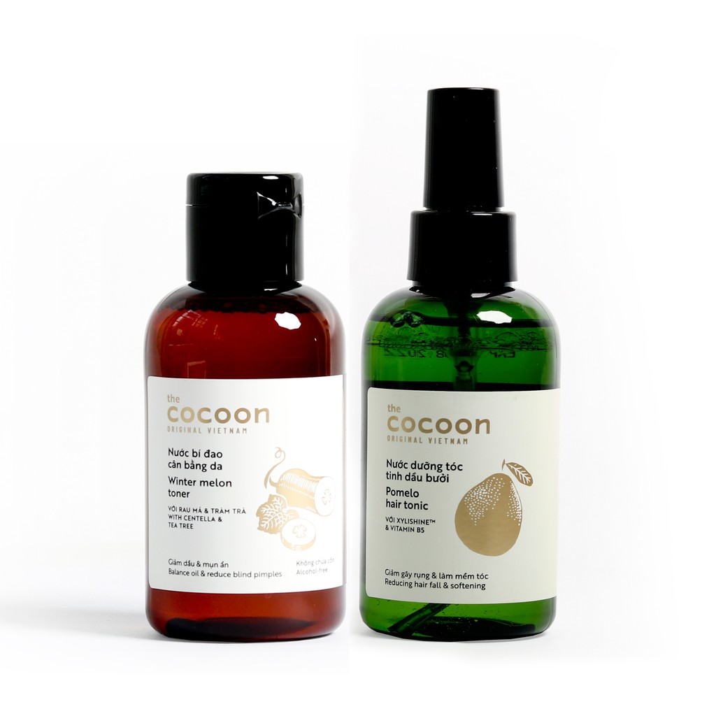 Combo Toner bí đao cân bằng da cocoon 140ml+Nước dưỡng tinh dầu xịt bưởi pomelo cocoon 140ml