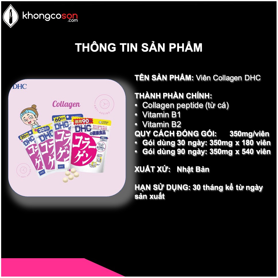 Collagen DHC Viên Uống Chống Lão Hóa Đẹp Da Nhật Bản Colagen 30, 60 và 90 ngày 360 viên - Khongcoson | Thế Giới Skin Care