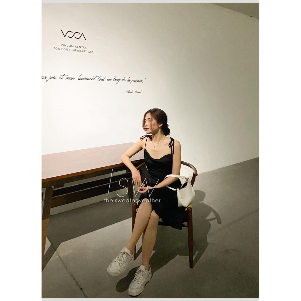 Váy 2 dây lụa cổ đổ chất dày (Ảnh thật) | BigBuy360 - bigbuy360.vn