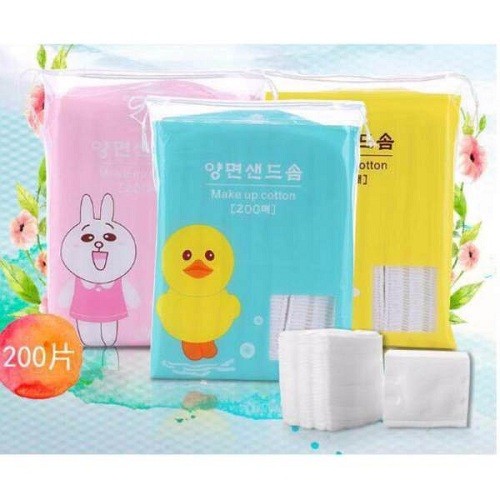 Bông tẩy trang Line Friends 200 miếng Gấu Vịt Thỏ Hàn Quốc 100% cotton #3