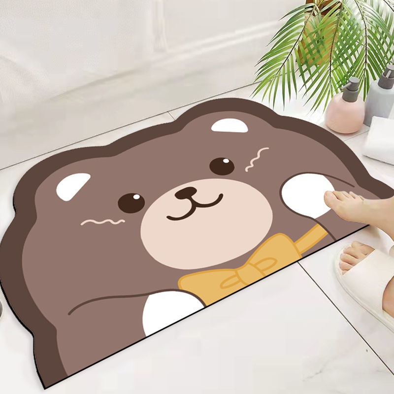Thảm chùi chân giả nhung chống trượt thấm hút tốt họa tiết hoạt hình dễ thương