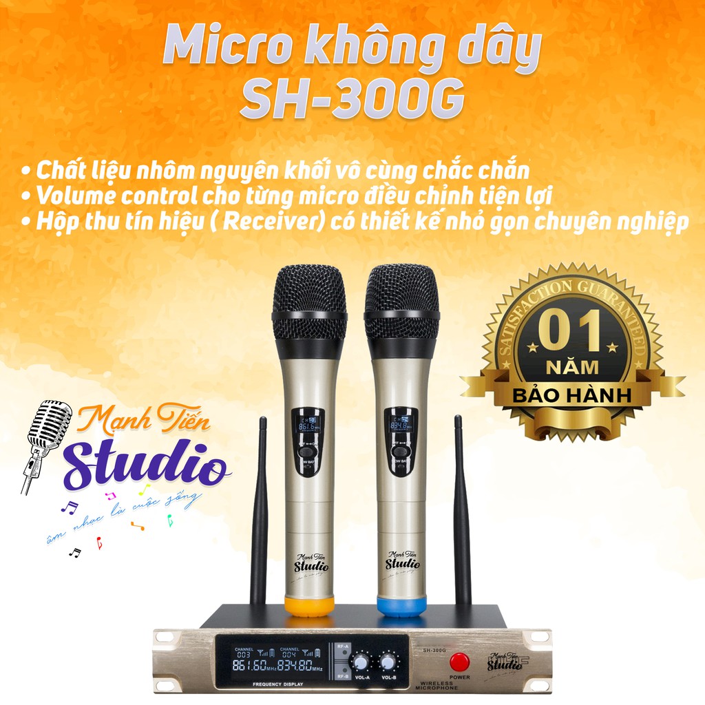 [HÁT CỰC NHẸ-CHỐNG HÚ CAO] Bộ 2 micro karaoke không dây SH 300G cao cấp, cho karaoke gia đình dễ lắp đặt và dễ sử dụng