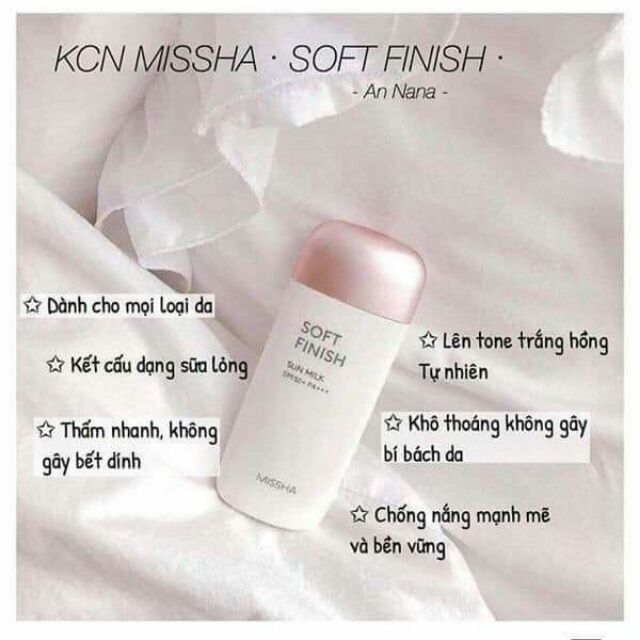 Kem Chống Mắng Missha Velvet Finish Sun Milk SPF 50 PA+++ (70ml)