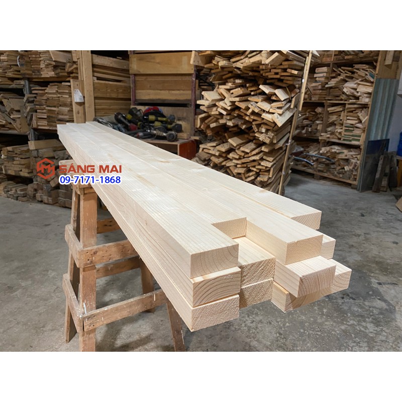 [MS108] Thanh gỗ thông 3cm x 6cm x dài 160cm + láng mịn 4 mặt