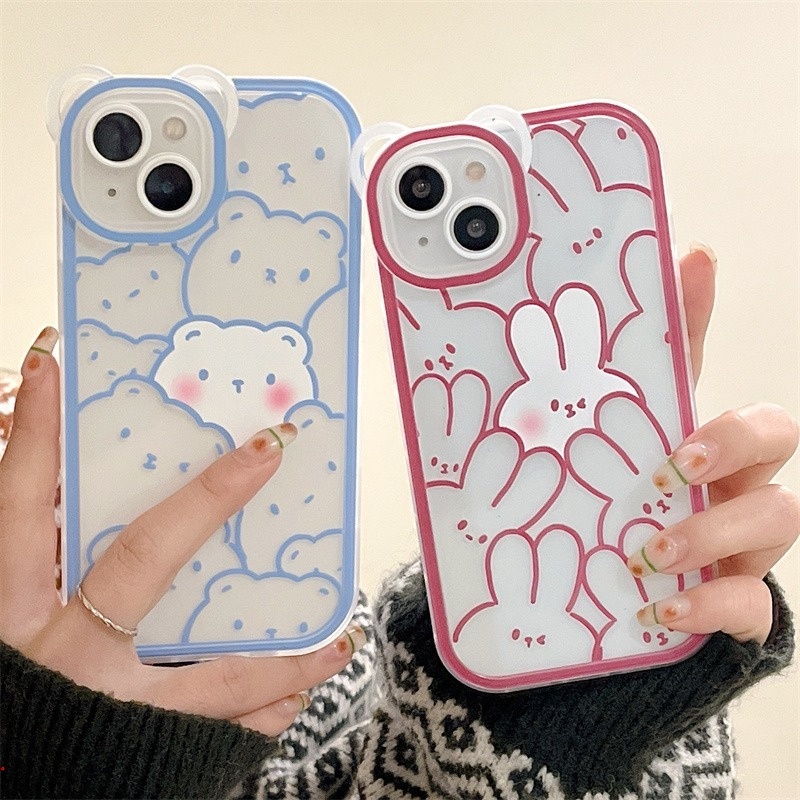 Ốp Điện Thoại Hình Gấu Thỏ Dễ Thương Cho IPhone 6/6plus/6s/6splus/7/7plus/8/8plus/x/xr/xs/11/12/13/pro/max/plus/promax