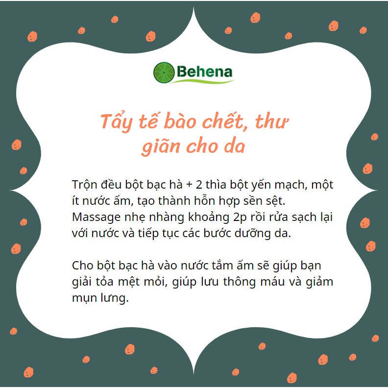 Bột Bạc Hà Nguyên Chất Behena (Hộp 50g) - The Mát Sảng Khoái Giảm Mụn Làm Đẹp Da