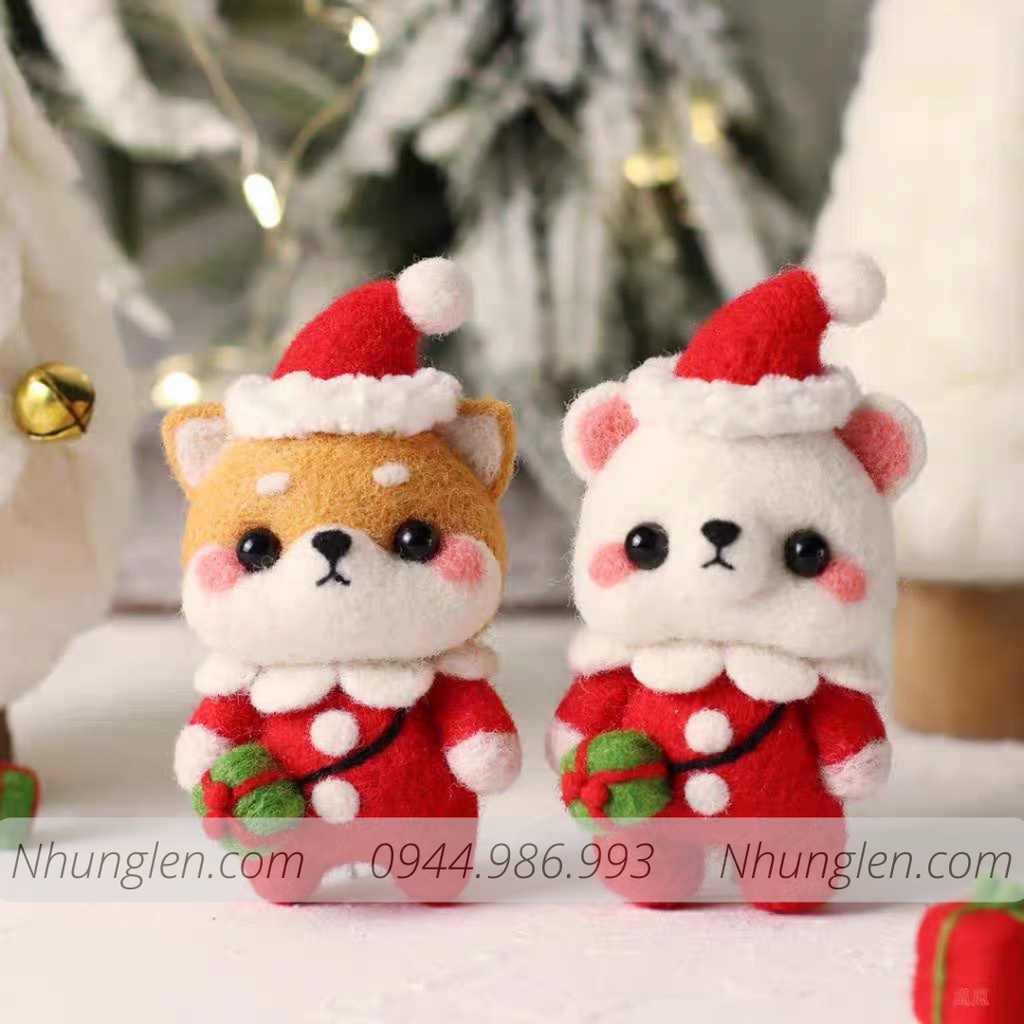 [NOEL] Bộ len chọc làm quà Giáng Sinh đơn giản - Có hướng dẫn và video - Needle felting Christmas Gift