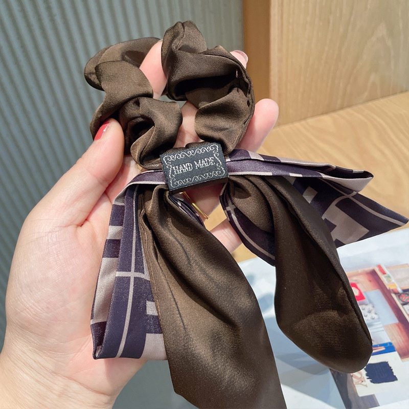 Dây Buộc Tóc Ruy Băng Dài In Chữ F Thanh Lịch Thời Trang Cho Nữ