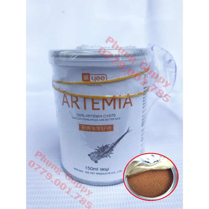 Artemia Tách Vỏ Sấy Khô lon 150ml (80g), Tặng Kèm Ống Artrmia Nhỏ Giọt