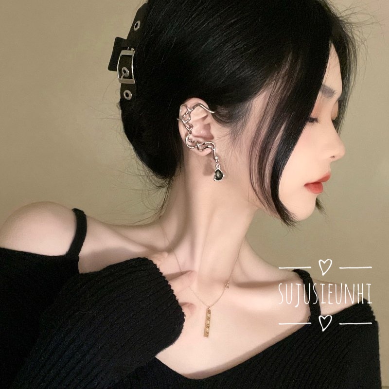 Khuyên tai unisex dạng xoắn uốn lượn ôm theo vành cá tính (1 chiếc)