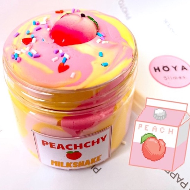 SỮA LẮC ĐÀO/ PEACHY MILKSHAKE/ Butter Slime Mềm Mịn/ Charm Đào Siêu To Trang Trí/ Slime Giá Rẻ Chất Lượng