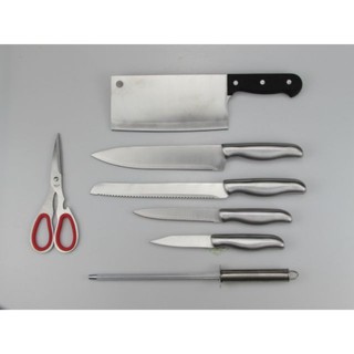 Bộ dao 8 món đế gỗ ko rỉ sét