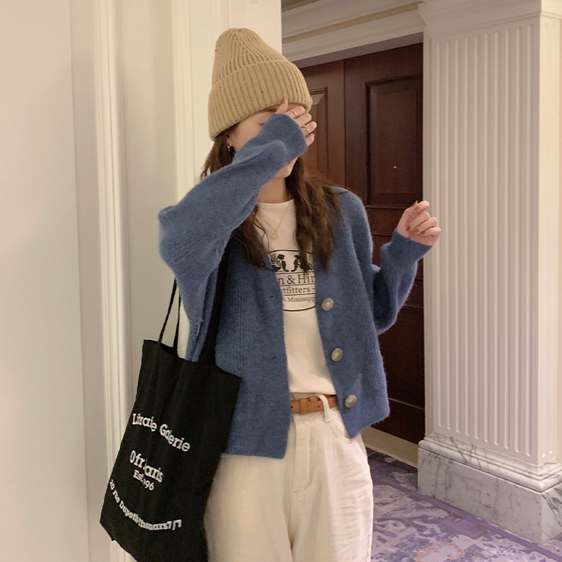 Áo khoác cardigan PEPPERMINT 45976 dệt kim tay dài cổ chữ V