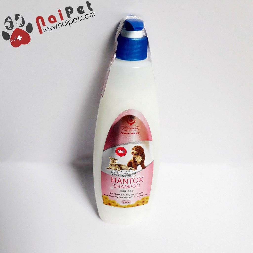 Sữa Tắm Giúp Mượt Lông Khử Mùi Diệt Ve Bọ Chét Rận Hantox Shampoo Nhũ Bạc Mới 300ml