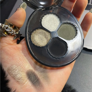 Hide on the same day! Niche four-color European and American eyeshadow plate smoked black cement gray matte pearl gothic dark