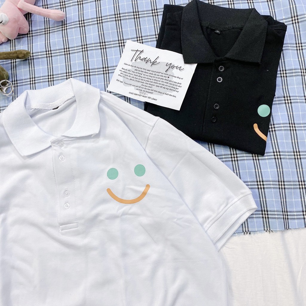 Áo polo YAYSHOP in mặt cười tay lỡ dáng rộng chất cá sấu cotton (form unisex)
