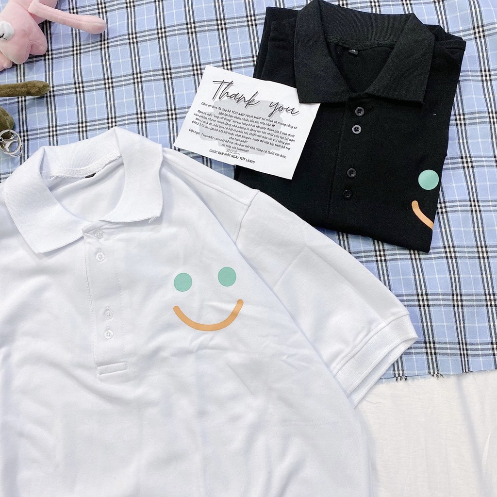 Áo polo YAYSHOP in mặt cười tay lỡ dáng rộng chất cá sấu cotton (form unisex) | WebRaoVat - webraovat.net.vn