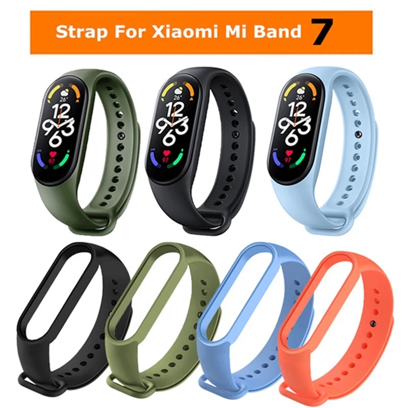 1 Dây Đeo Thay Thế Bằng Silicone Mềm Màu Trơn Cho Xiaomi Mi Band 7