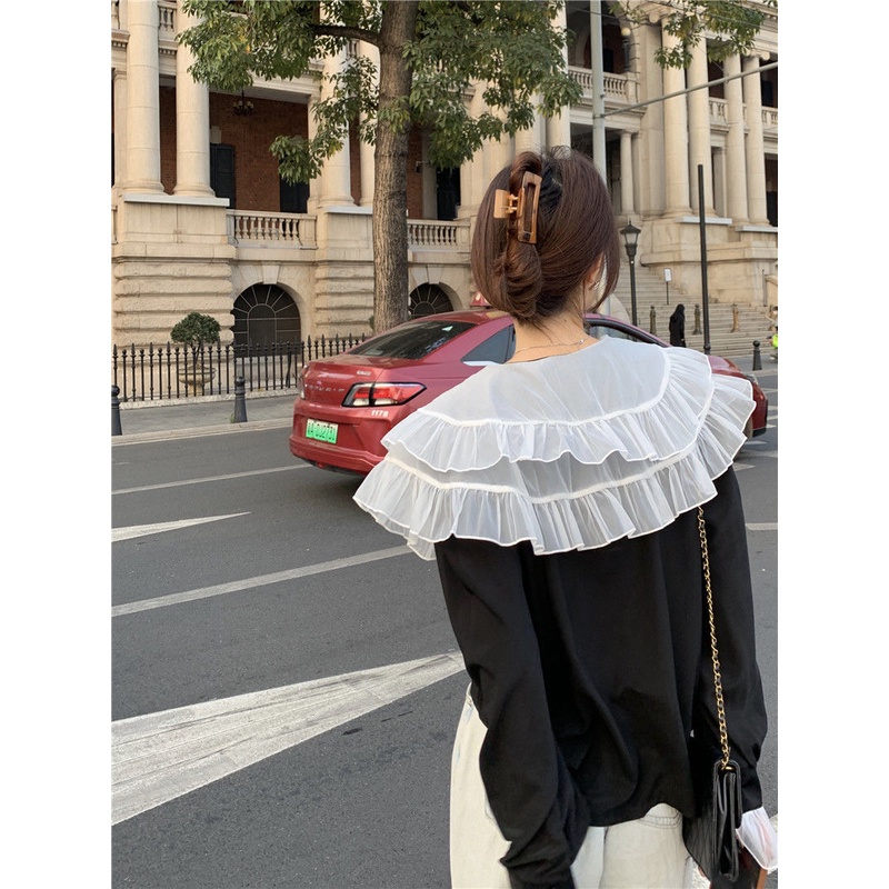 Áo Sơ Mi Tay Loe Cổ Búp Bê Thời Trang Hàn Quốc Dành Cho Nữ