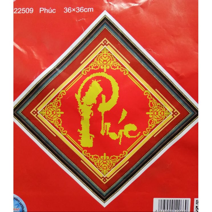 Tranh thêu chữ thập Phúc lộc thọ 222509-10-11