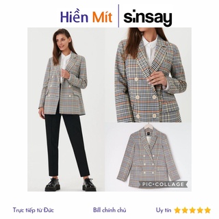 Sinsay Đức - Áo khoác blazer sọc caro nút song song túi đắp sale auth cao cấp chính hãng có sẵn 5970J-50X