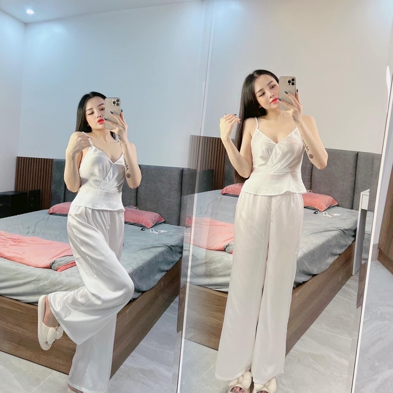 BỘ LỤA 2 DÂY TRẮNG QUẢNG CHÂU CAO CẤP