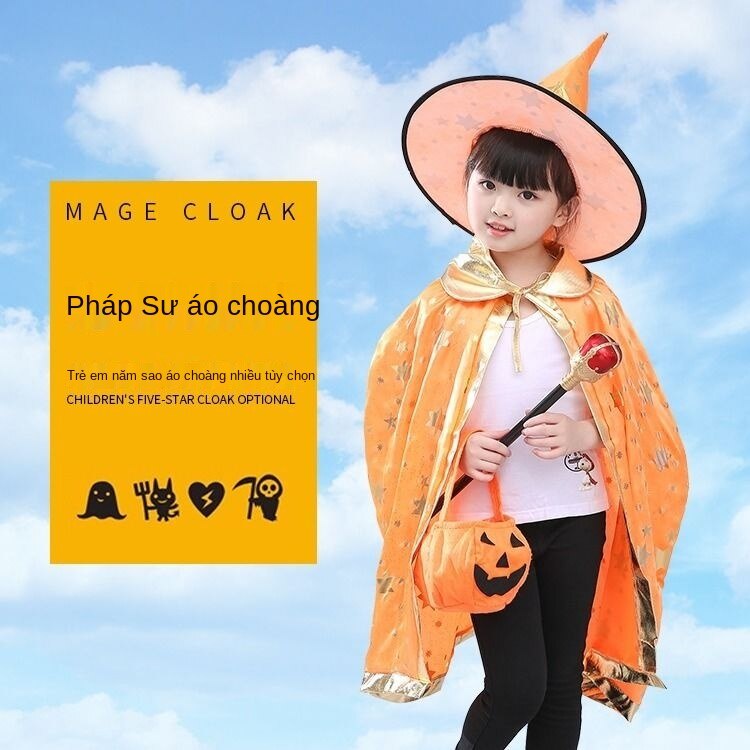 Bộ đồ hóa trang phù thủy kèm nón phù thủy dành cho bé 3-12 tuổi