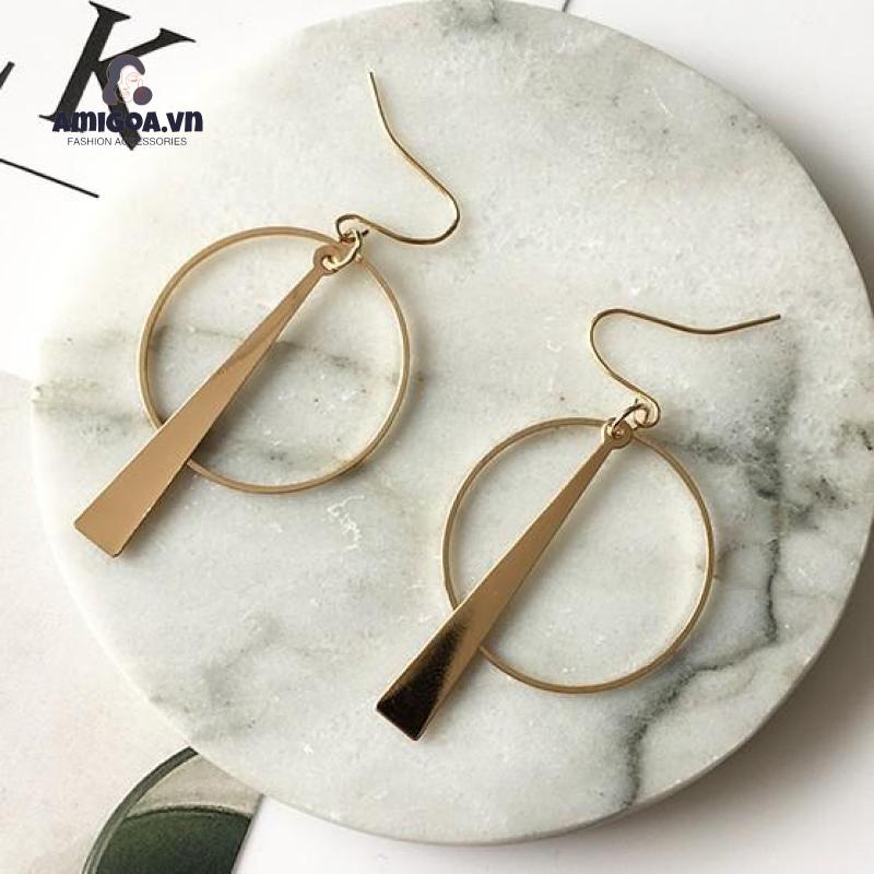 Khuyên Tai Dạng Móc Hình Tròn Bằng Hợp Kim Đơn Giản Cá Tính Thời Trang