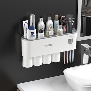 Bộ kệ treo bàn chải đánh răng kèm 4 cốc có ngăn kéo đa năng cao cấp