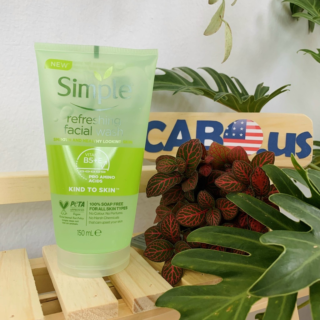 Sữa Rửa Mặt Simple Refreshing Facial Wash Gel CABOUS125 Dạng Gel Làm Sạch Sâu, Dịu Nhẹ Cấp Ẩm Cho Da Nhạy Cảm 150ml