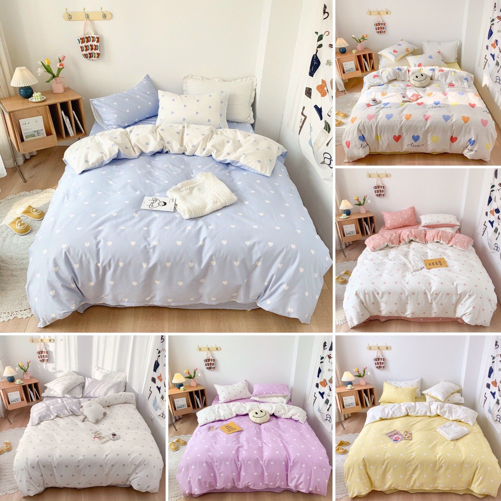 Bộ chăn ga gối hè Cotton poly M2T bedding drap cotton poly Hàn Quốc mùa tình yêu đủ size