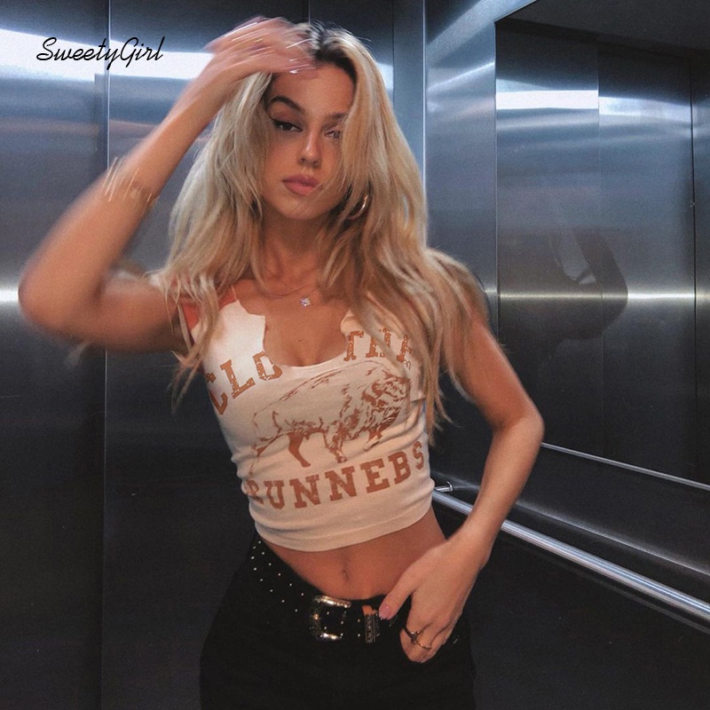 Áo Croptop Tay Ngắn Cổ Chữ V Màu Sắc Tương Phản Phong Cách Đường Phố Cho Nữ