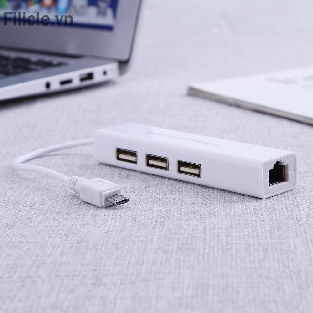 Bộ chia 3 cổng USB 2.0 HUB 10/100MB Micro USB sang RJ45 LAN | BigBuy360 - bigbuy360.vn