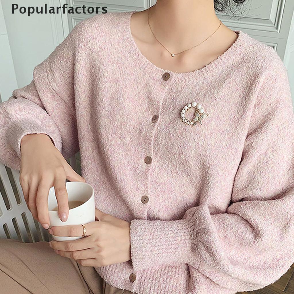 Ghim cài áo hình hoa bướm đính đá ngọc trai thời trang