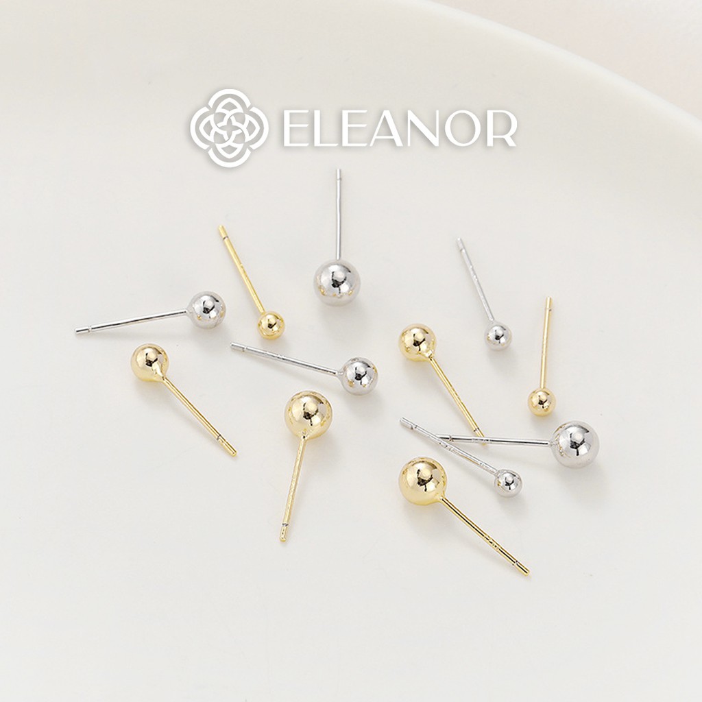 Bông tai nữ nụ chuôi bạc 925 Eleanor Accessories hình tròn basic phụ kiện trang sức 2170