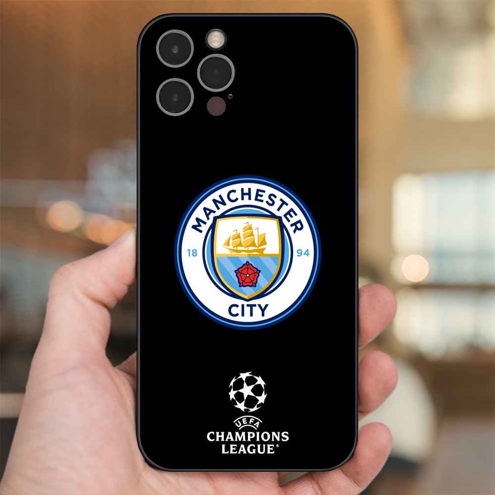 Ốp lưng iPhone 12 Pro dẻo đen cạnh vuông in hình Manchester City MC