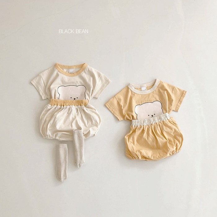 Bộ Áo Thun Tay Ngắn In Hình Gấu Hoạt Hình + Quần Short Vải Cotton Thời Trang Mùa Hè Cho Bé Sơ Sinh