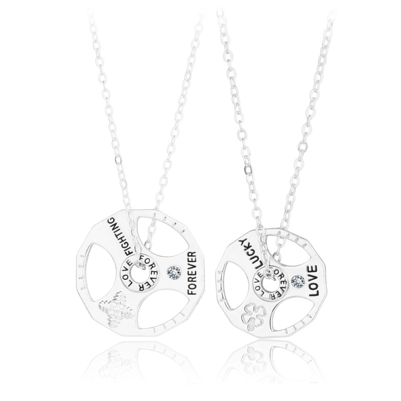 Set 2 Vòng cổ Mặt Quả Tạ Đơn Giản Cho Cặp Đôi