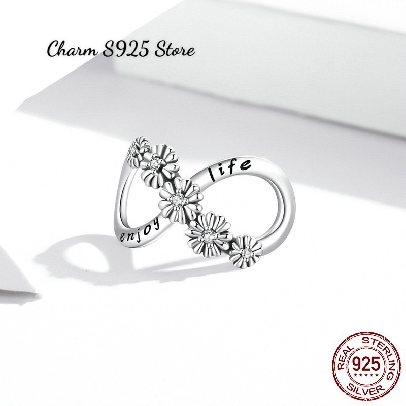 CHARM VÔ CỰC ĐÍNH HOA CÚC BẠC S925 HÀNG CAO CẤP CHÍNH HÃNG