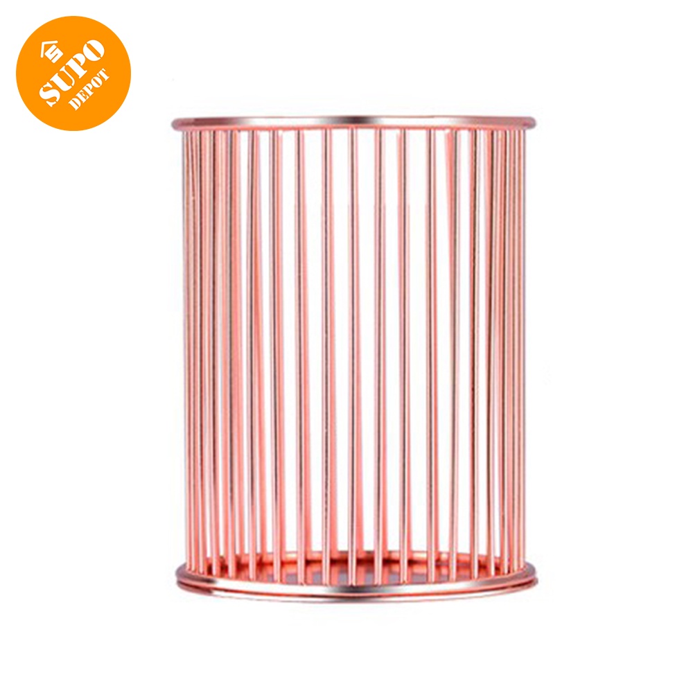 SUPO DEPOT - Giỏ đựng cọ trang điểm  khung thép màu vàng hồng tiện dụng