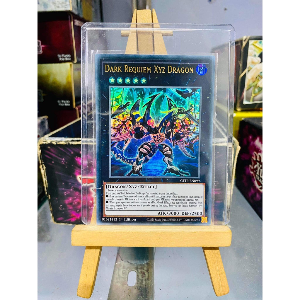 Lá bài thẻ bài Yugioh Combo Dark Requiem Arc Rebellion Xyz Dragon - Premium Gold Rare - Tặng bọc bài nhựa bảo quản