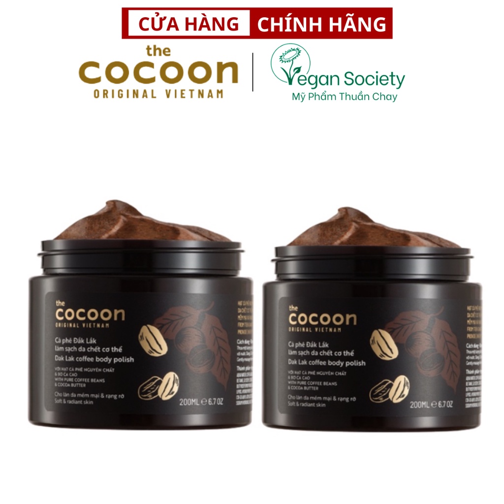 Combo 2 chai Cà phê Đắk lắk làm sạch da chết Cocoon (200ml/chai)