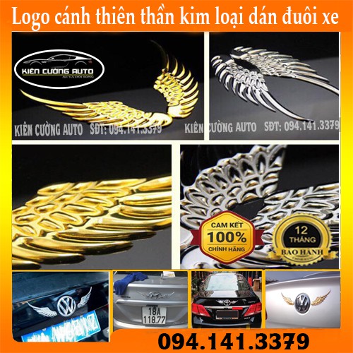 Logo cánh thiên thần Kim loại dán đuôi xe