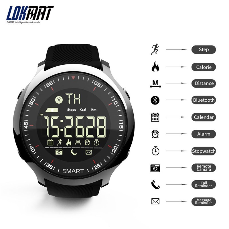 LOKMAT Bluetooth Smart Watch Men Sports Wrist Watches Smart Health Watch iOS Compatible