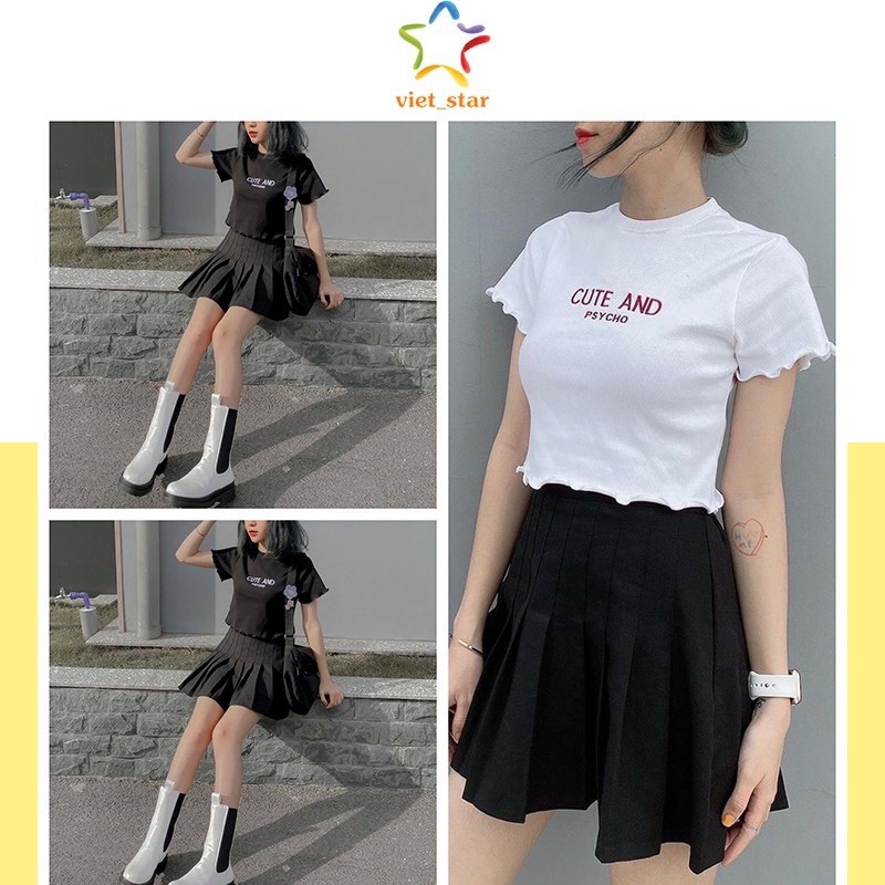 ÁO CUỐN BIÊN THÊU CHỮ CUTE AND THUN RÍP