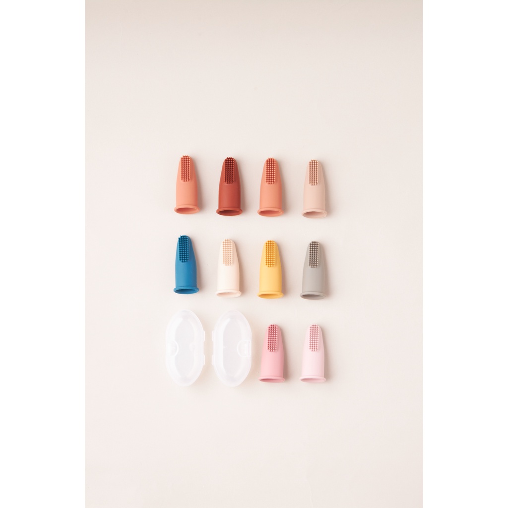 Bàn chải xỏ ngón tưa lưỡu silicone cao cấp CHIPPIANDCO vệ sinh nướu lưỡi DuoFit, Bộ 2 chiếc nhiều màu